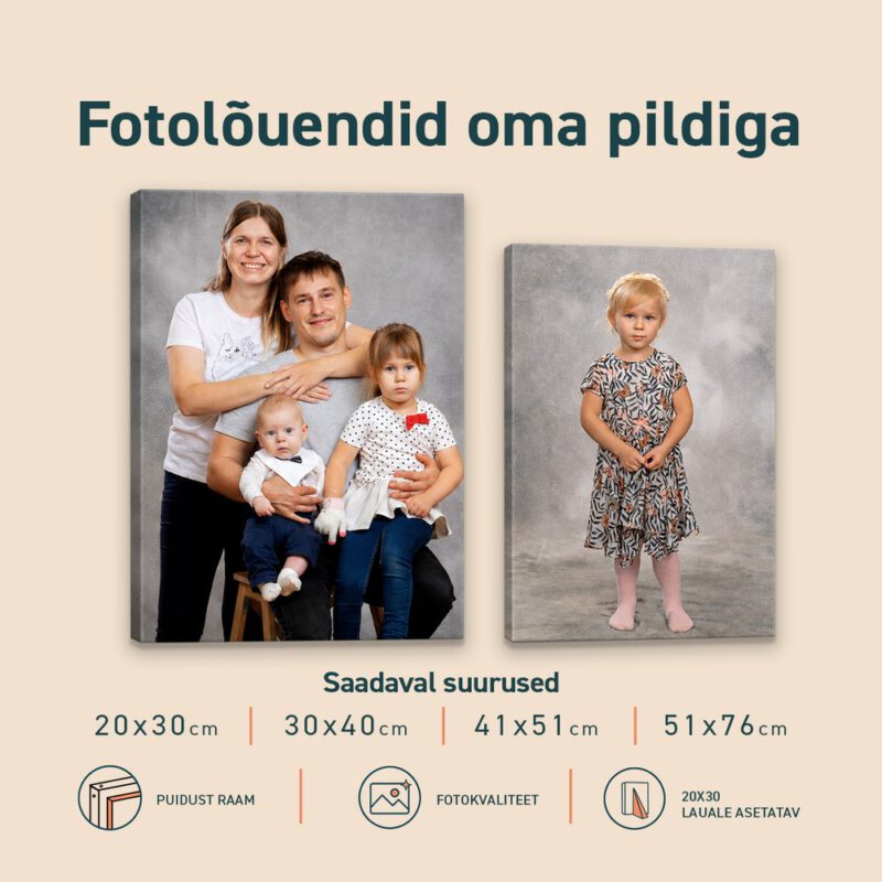 Fotolõuendite suuruste valik oma pildiga