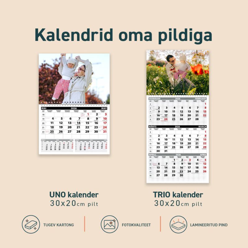 UNO ja TRIO kalender sinu pildiga
